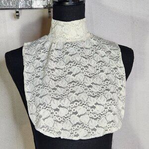 The Specialty House Ivory Nylon Floral Lace Mock Neck Vintage Dickie OSFM